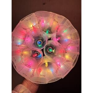 Christmas Light Ball Multi Color Bulbs Plastic Medicine Cups 9" Dia Handmade
